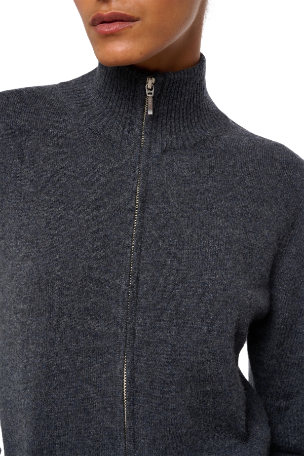 Cashmere cashmere donna cappuccio e zip thames first dark grey l