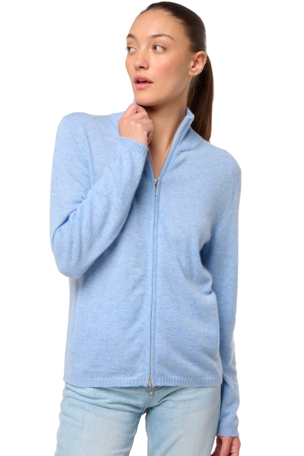 Cashmere cashmere donna cappuccio e zip thames first powder blue 2xl