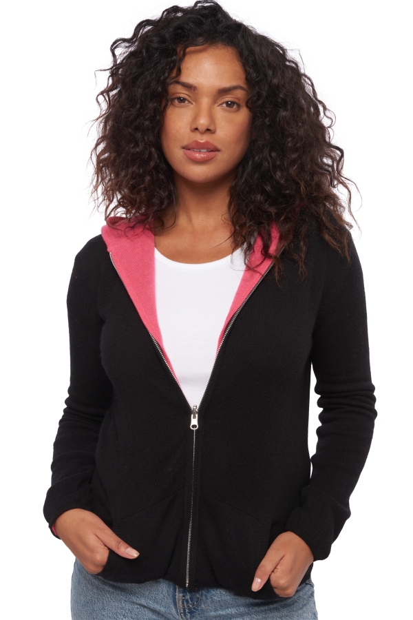 Cashmere cashmere donna cappuccio e zip wiwi nero rosa shocking s