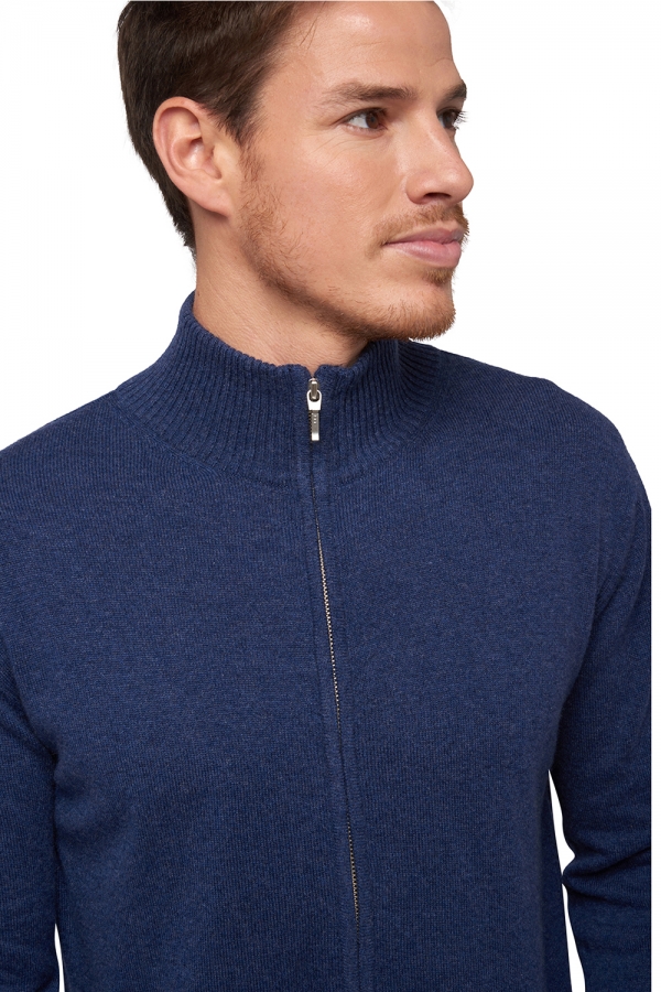 Cashmere uomo cappuccio e zip elton indigo 2xl