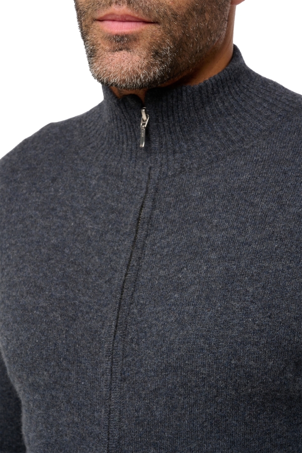 Cashmere uomo cappuccio e zip thobias first dark grey l