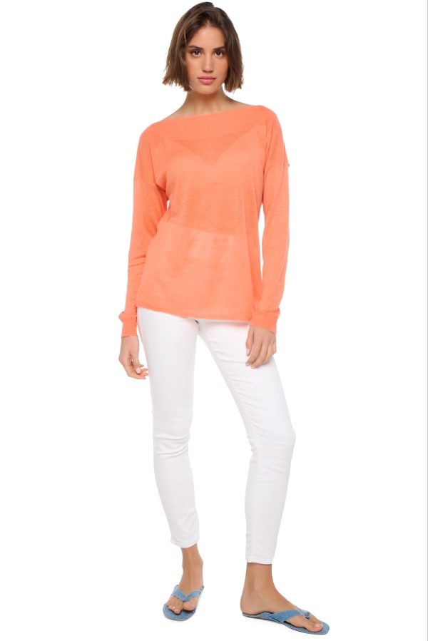 Lino cashmere donna girocollo sheila papaya s