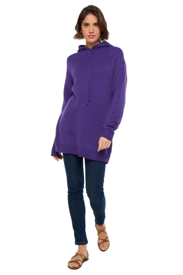 Yak cashmere donna cappuccio e zip veria deep purple xs