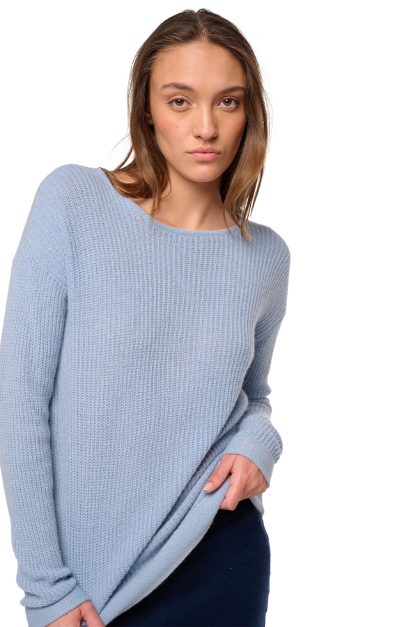 Yak cashmere donna collo alto zenica celeste chiaro m