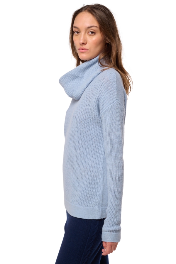 Yak cashmere donna collo alto zenica celeste chiaro s