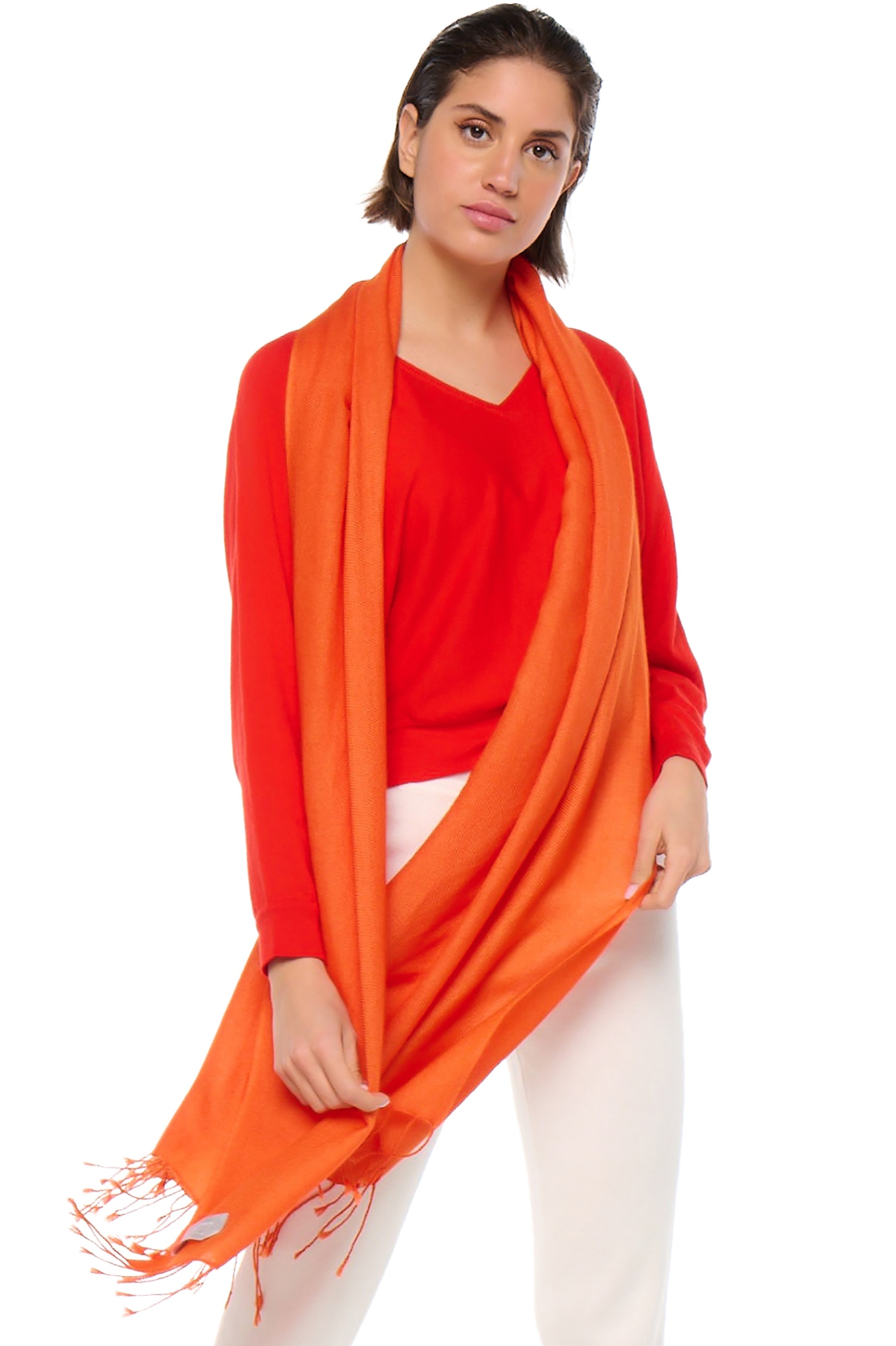 Cashmere accessori scialli diamant arancio 201 cm x 71 cm