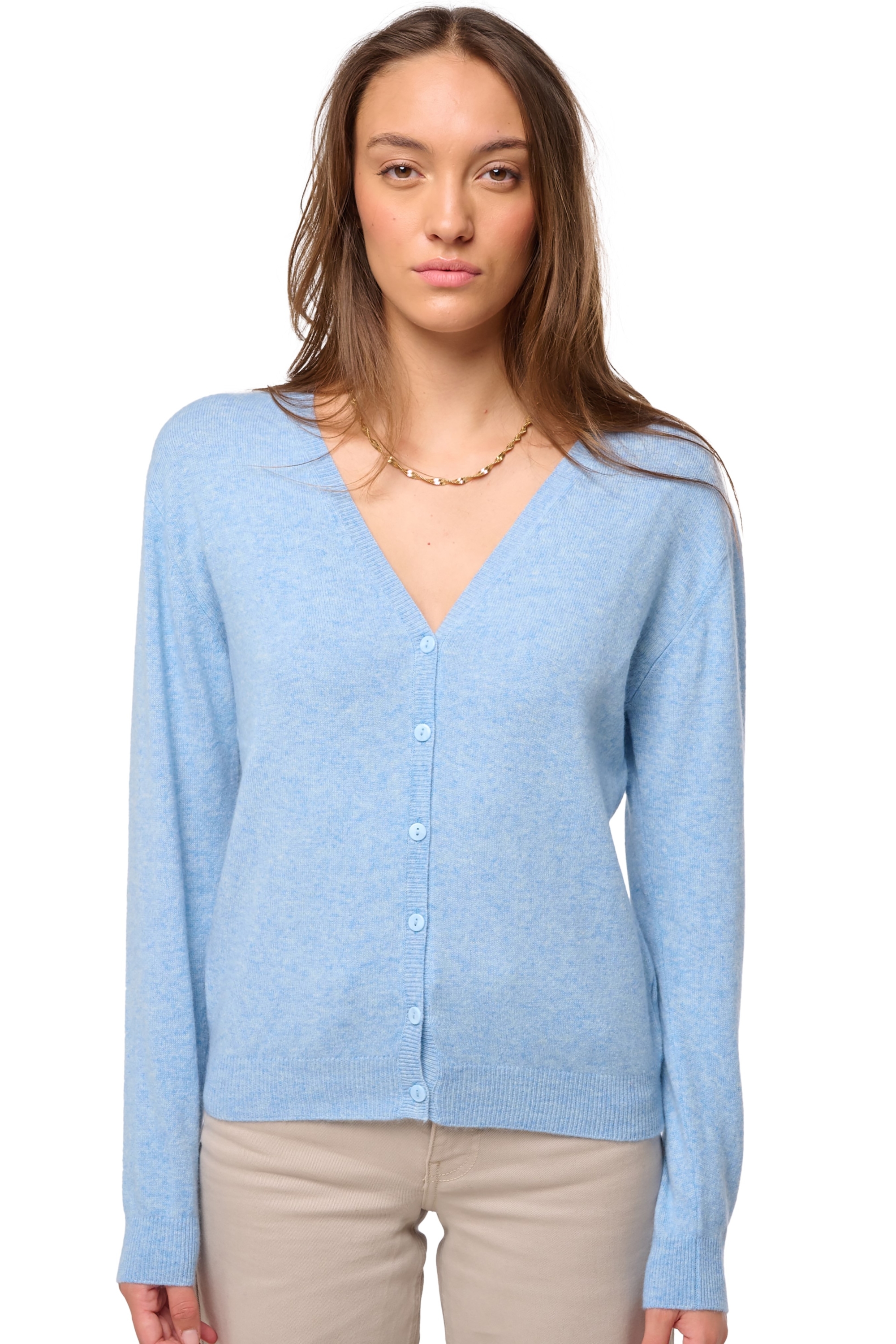 Cashmere cashmere donna cardigan taline first powder blue s