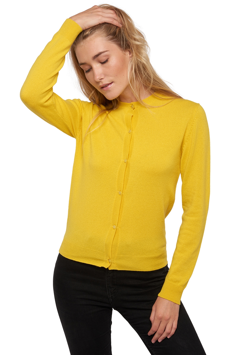 Cashmere cashmere donna cardigan tyra first sunny yellow 