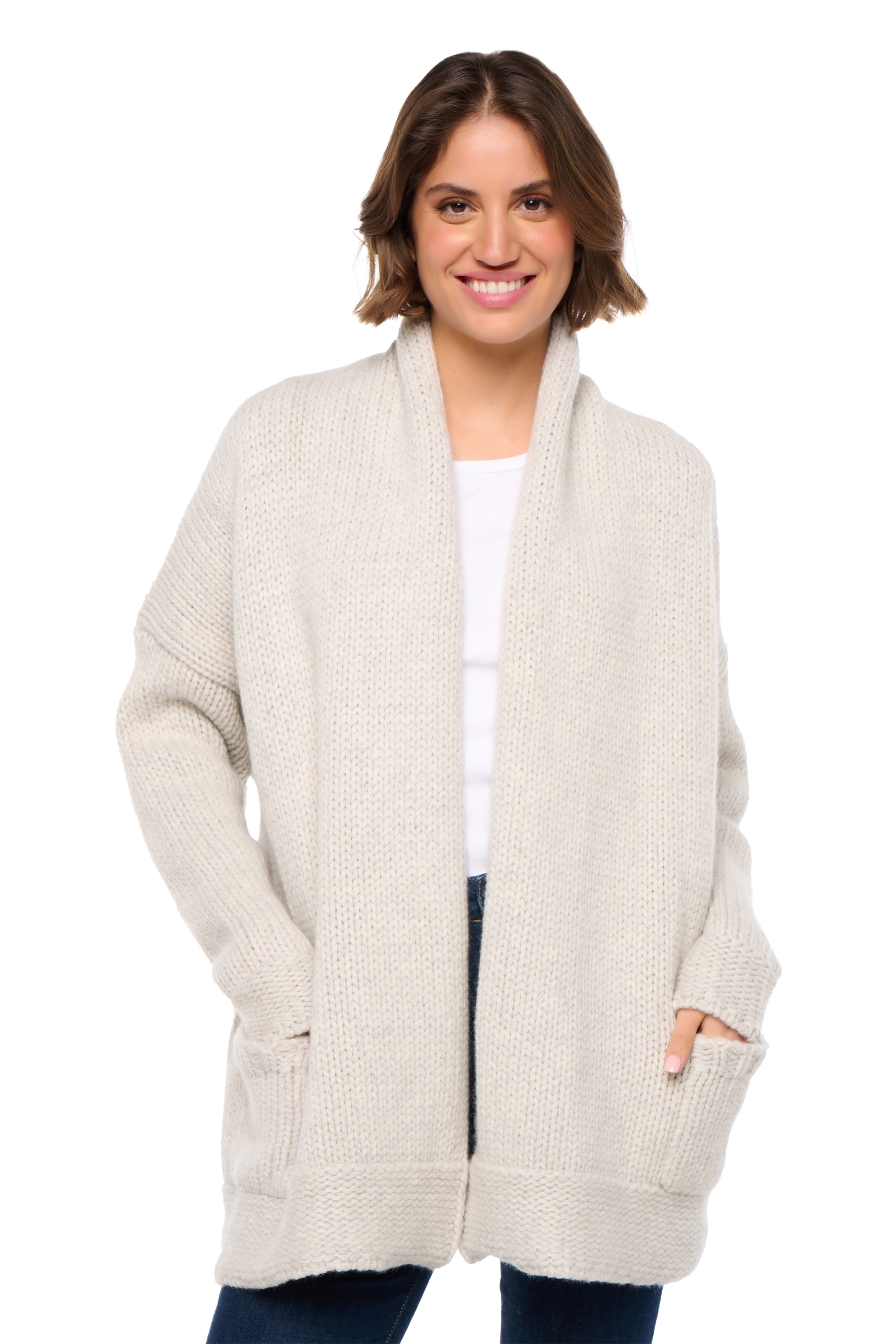 Cashmere cashmere donna cardigan vienne flanella chine natural ecru m