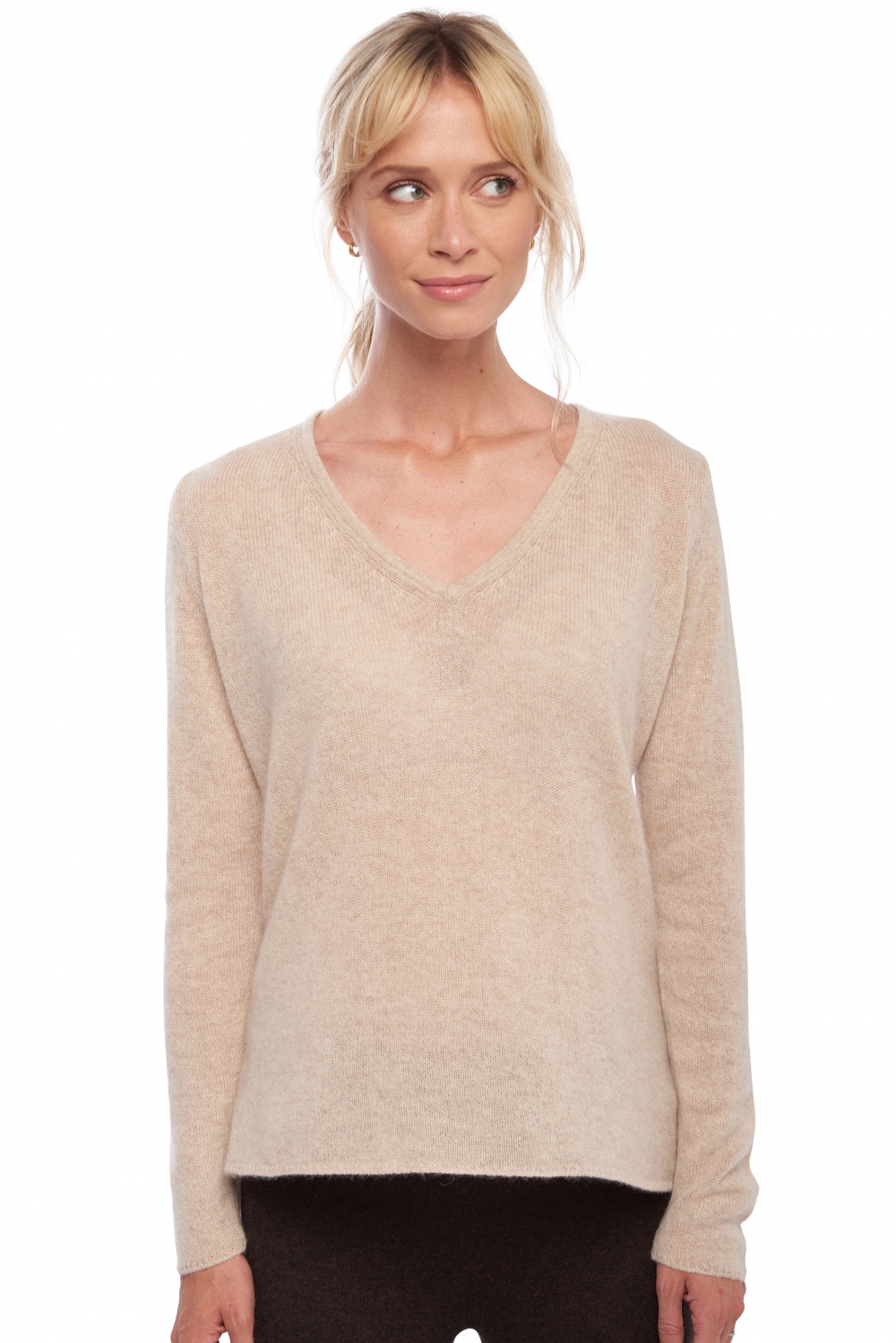 Cashmere cashmere donna essenziali low cost flavie natural beige 2xl