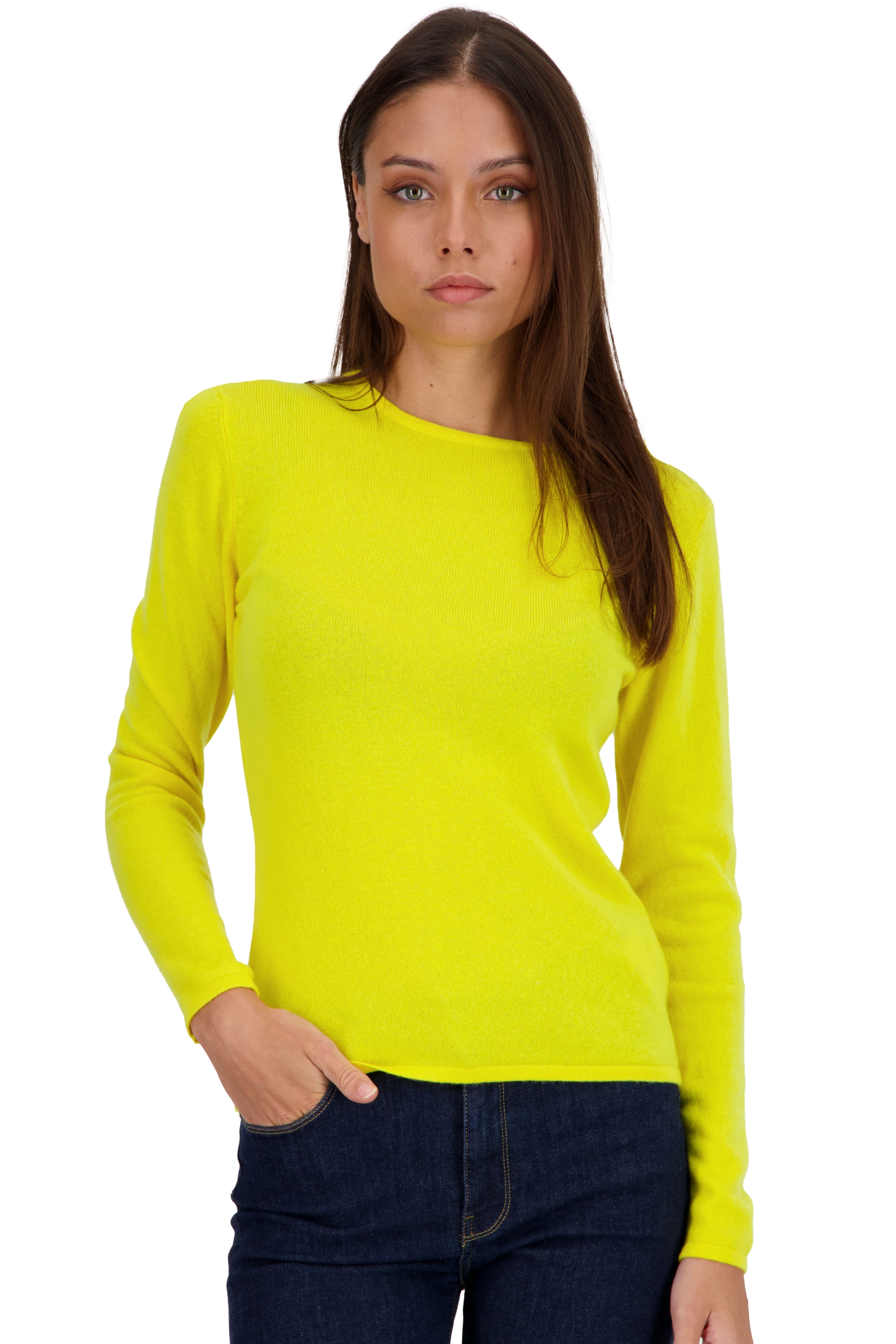 Cashmere cashmere donna girocollo line jaune citric 