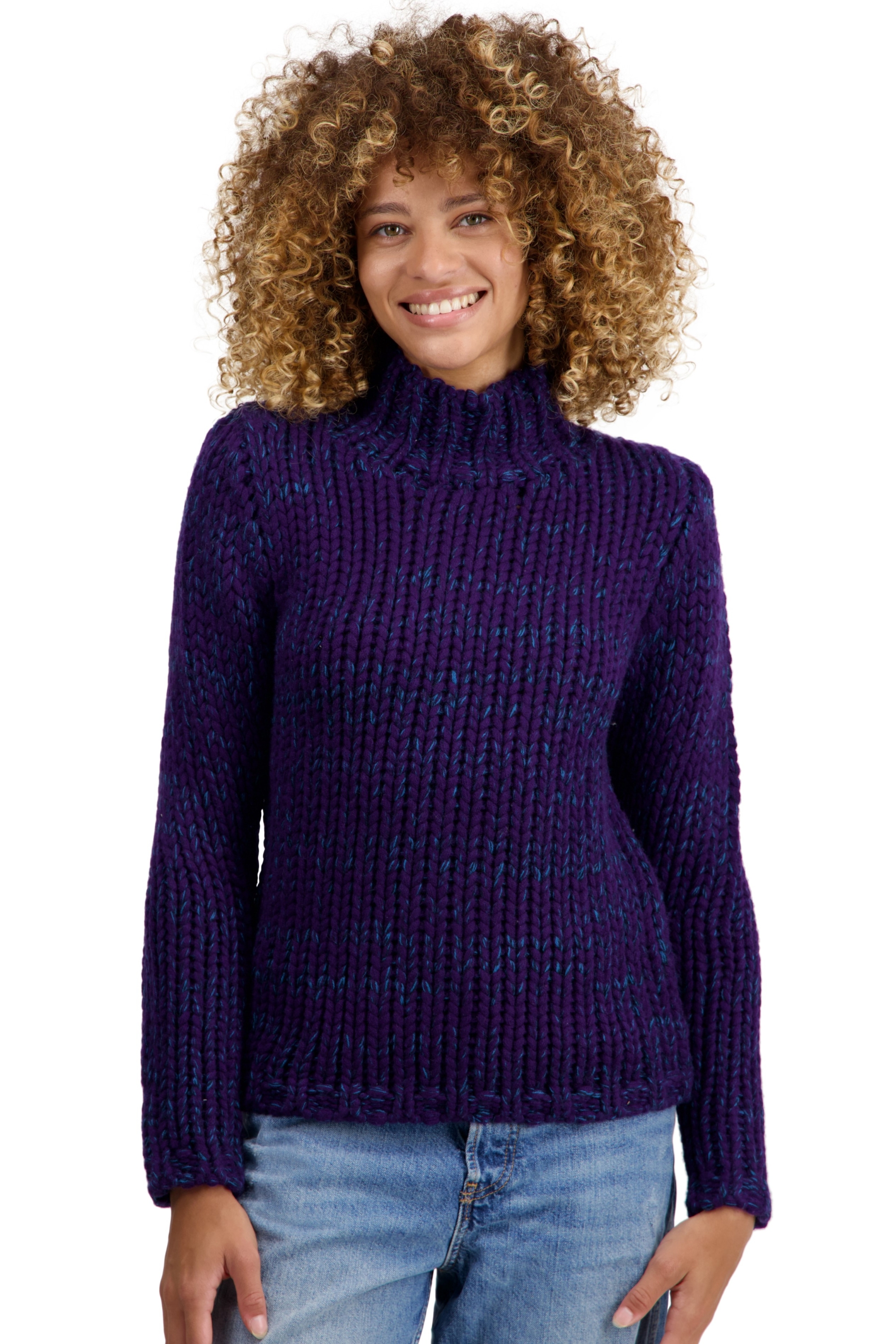 Cashmere cashmere donna maglioni in filato grosso toxane deep purple blu notte blu anatra 2xl