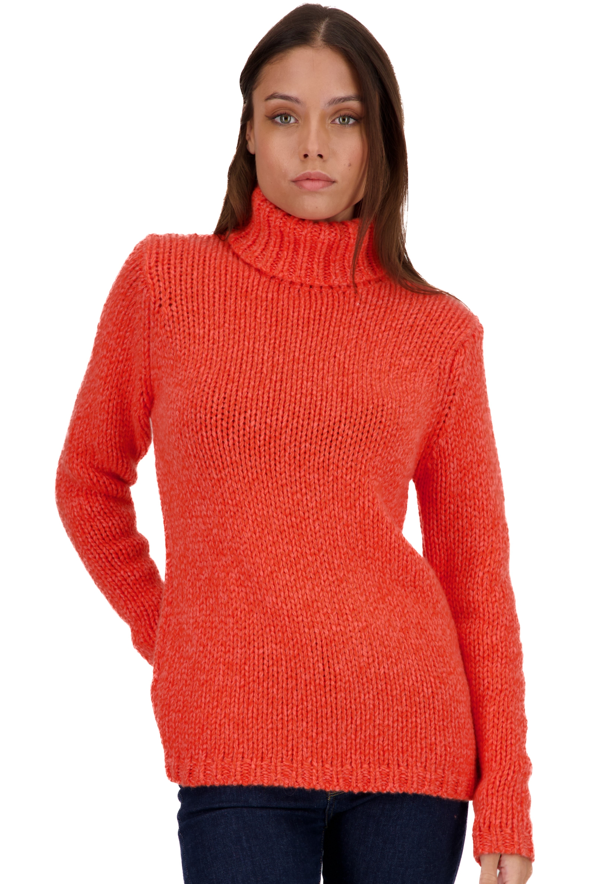 Cashmere cashmere donna maglioni in filato grosso vicenza peach bloody orange xs