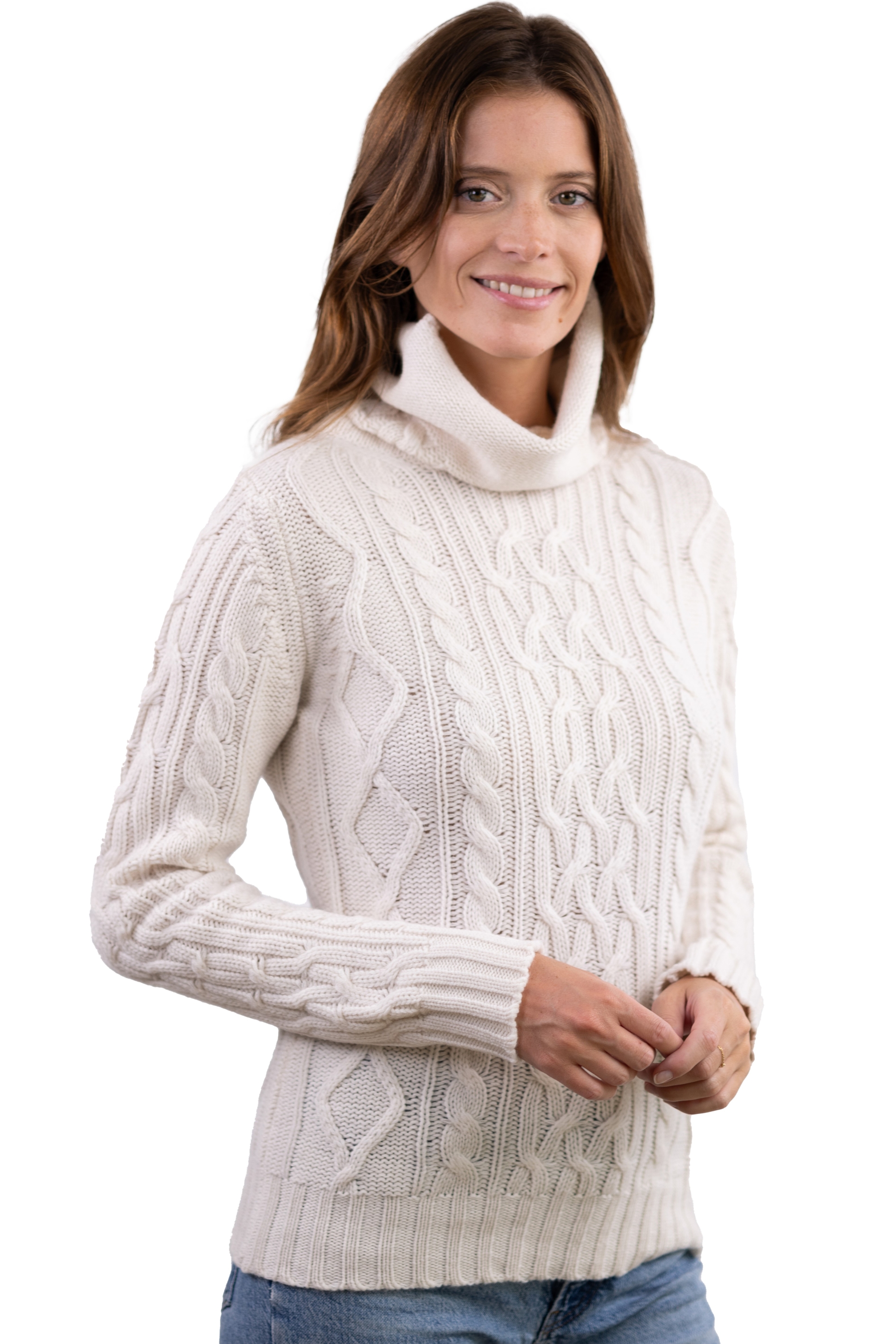 Cashmere cashmere donna maglioni in filato grosso wynona bianco naturale 2xl