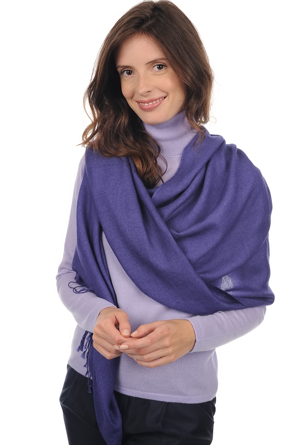 Cashmere cashmere donna scialli diamant violetto bluastro 204 cm x 92 cm