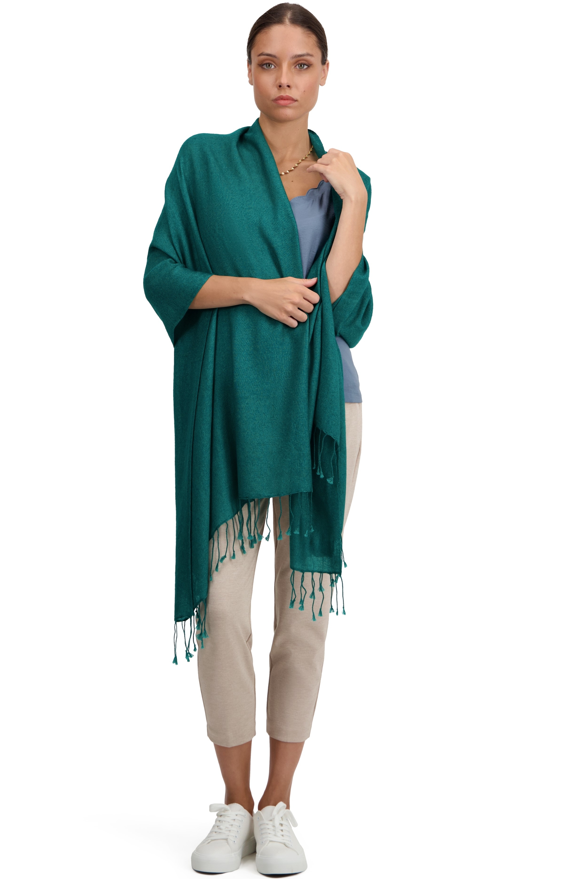 Cashmere pashmina diamant deep forest 201 cm x 71 cm