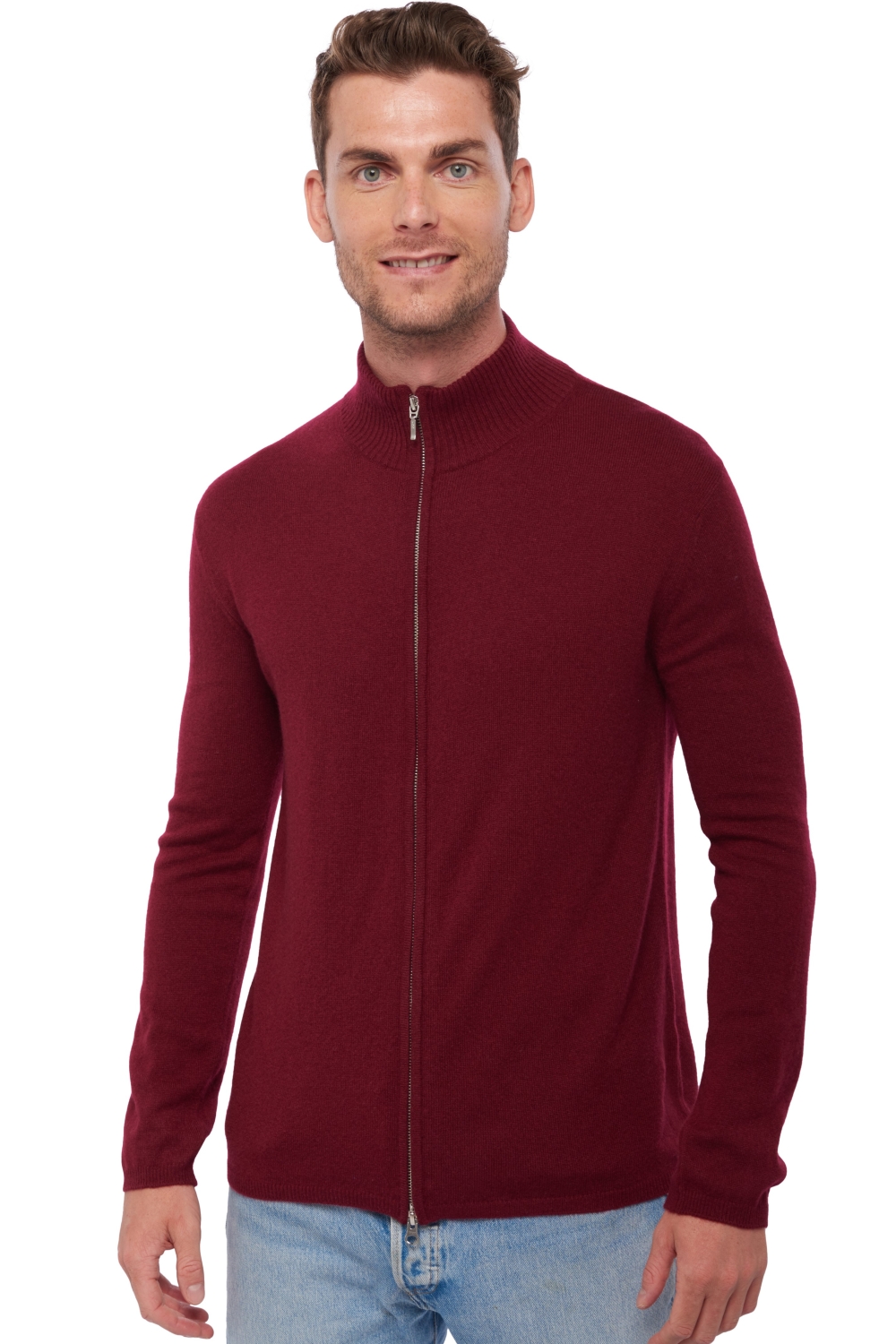 Cashmere uomo cappuccio e zip elton bordeaux 3xl