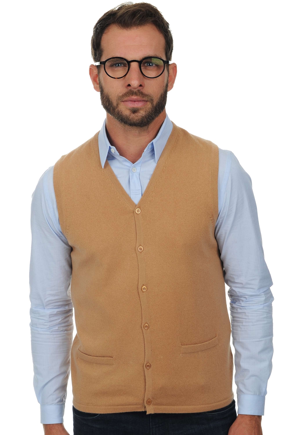 Cashmere uomo cardigan e gilet basile cammello 