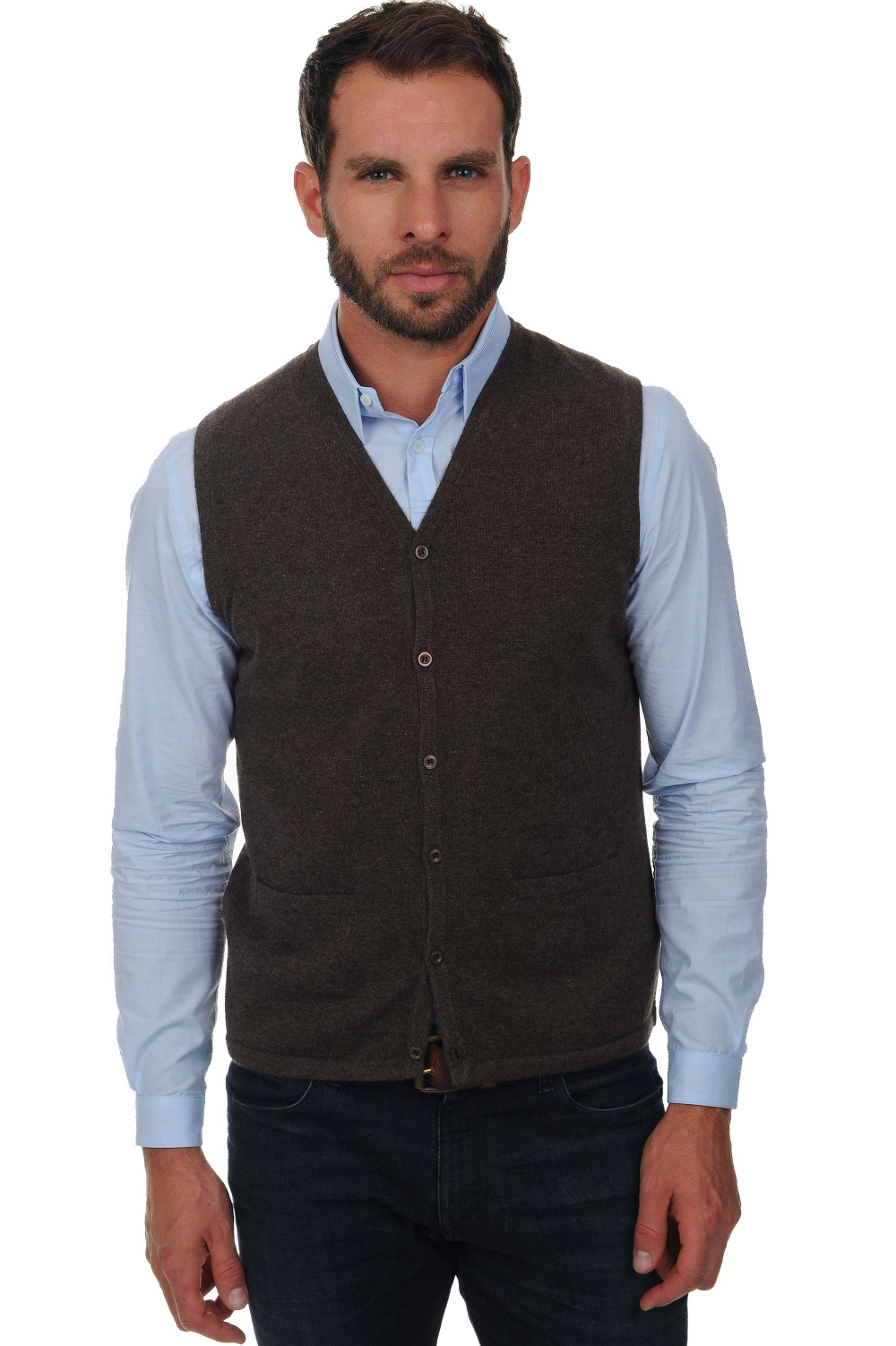 Cashmere uomo cardigan e gilet basile marrone chine 