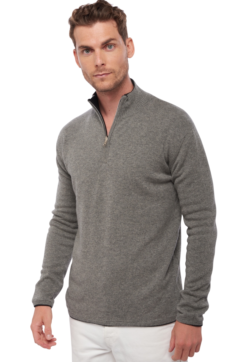 Cashmere uomo maglioni in filato grosso cilio nero grigio chine l