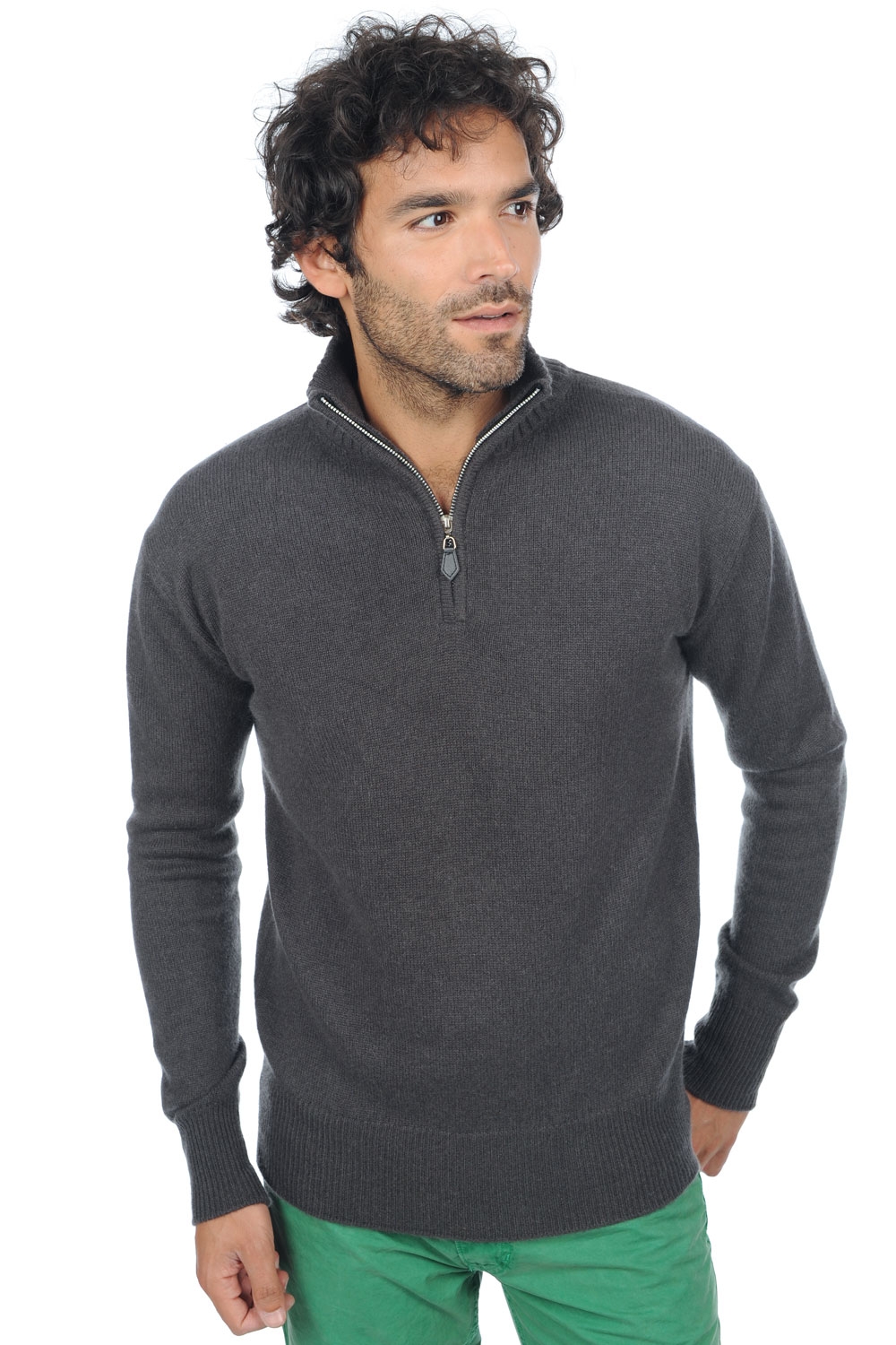 Cashmere uomo maglioni in filato grosso donovan grigio antracite xs