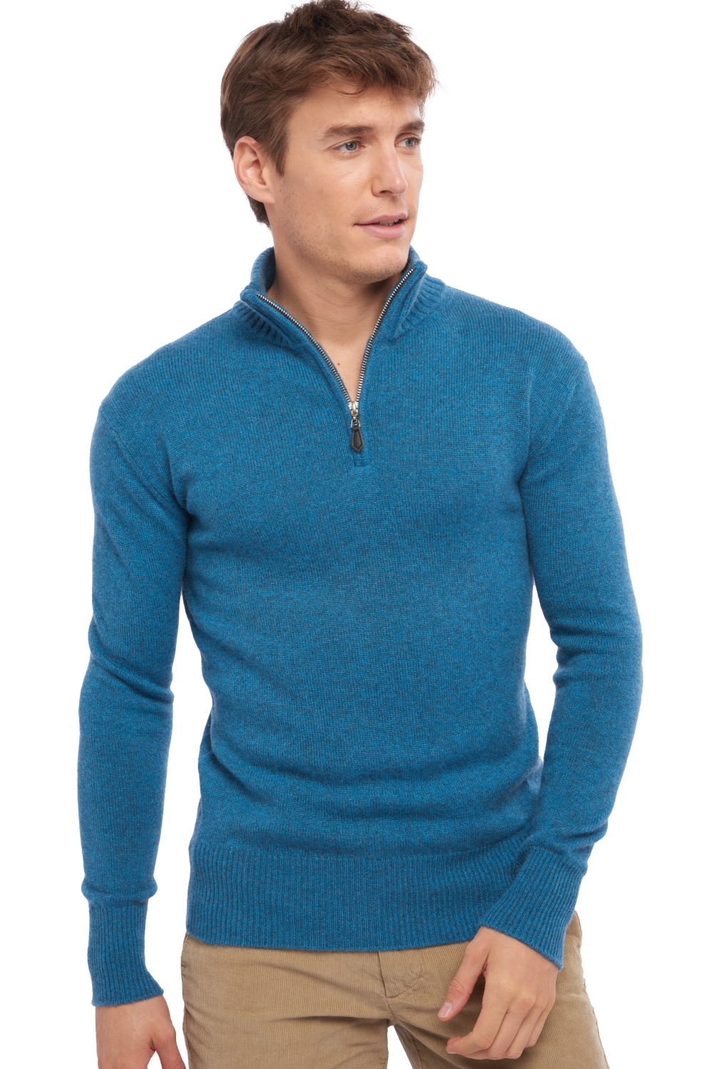 Cashmere uomo maglioni in filato grosso donovan manor blue 2xl