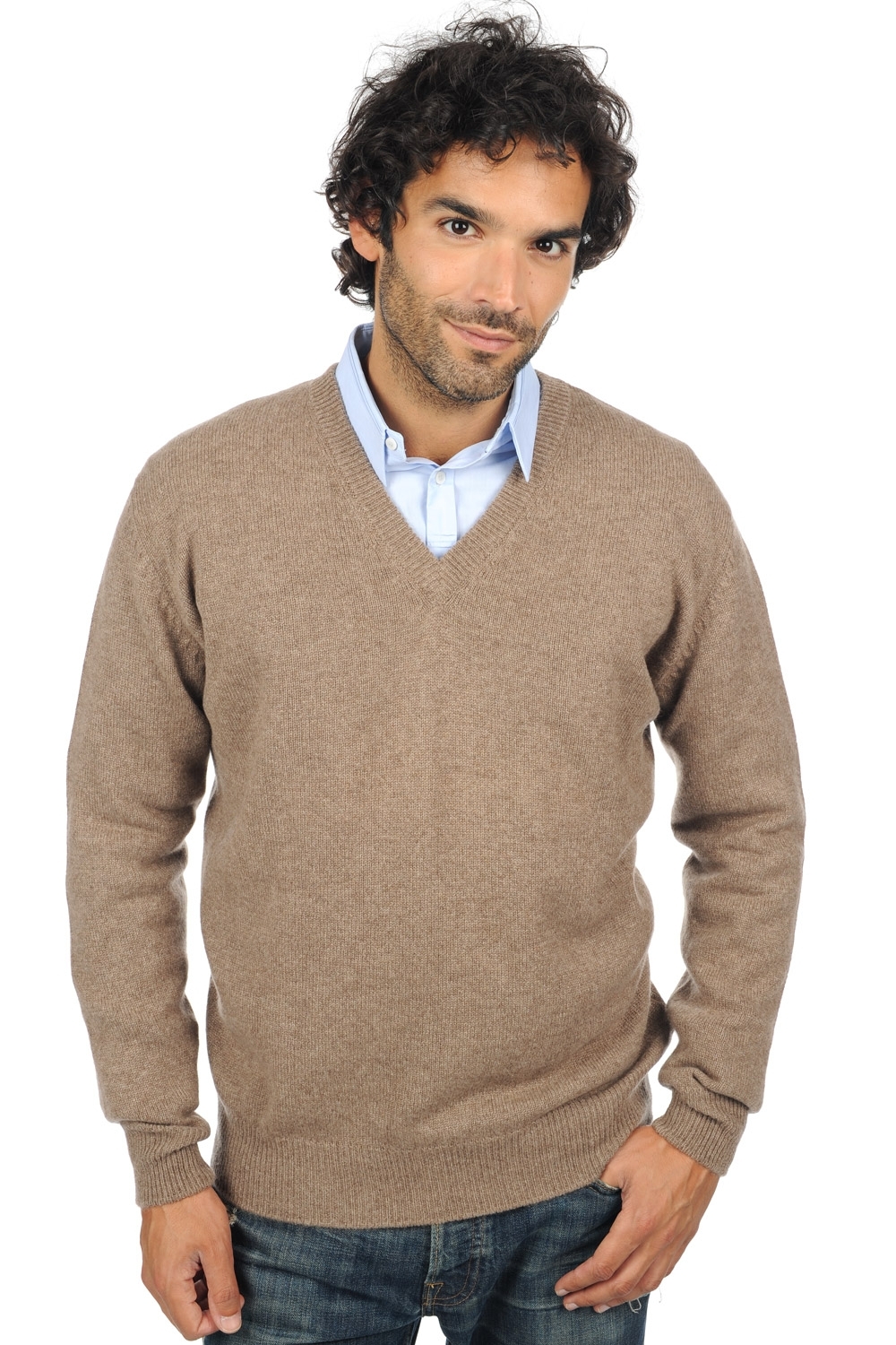 Cashmere uomo maglioni in filato grosso hippolyte 4f natural brown 4xl