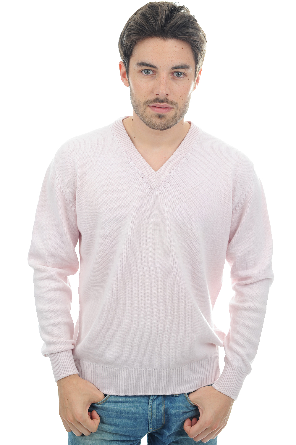 Cashmere uomo maglioni in filato grosso hippolyte 4f rosa pallido 2xl