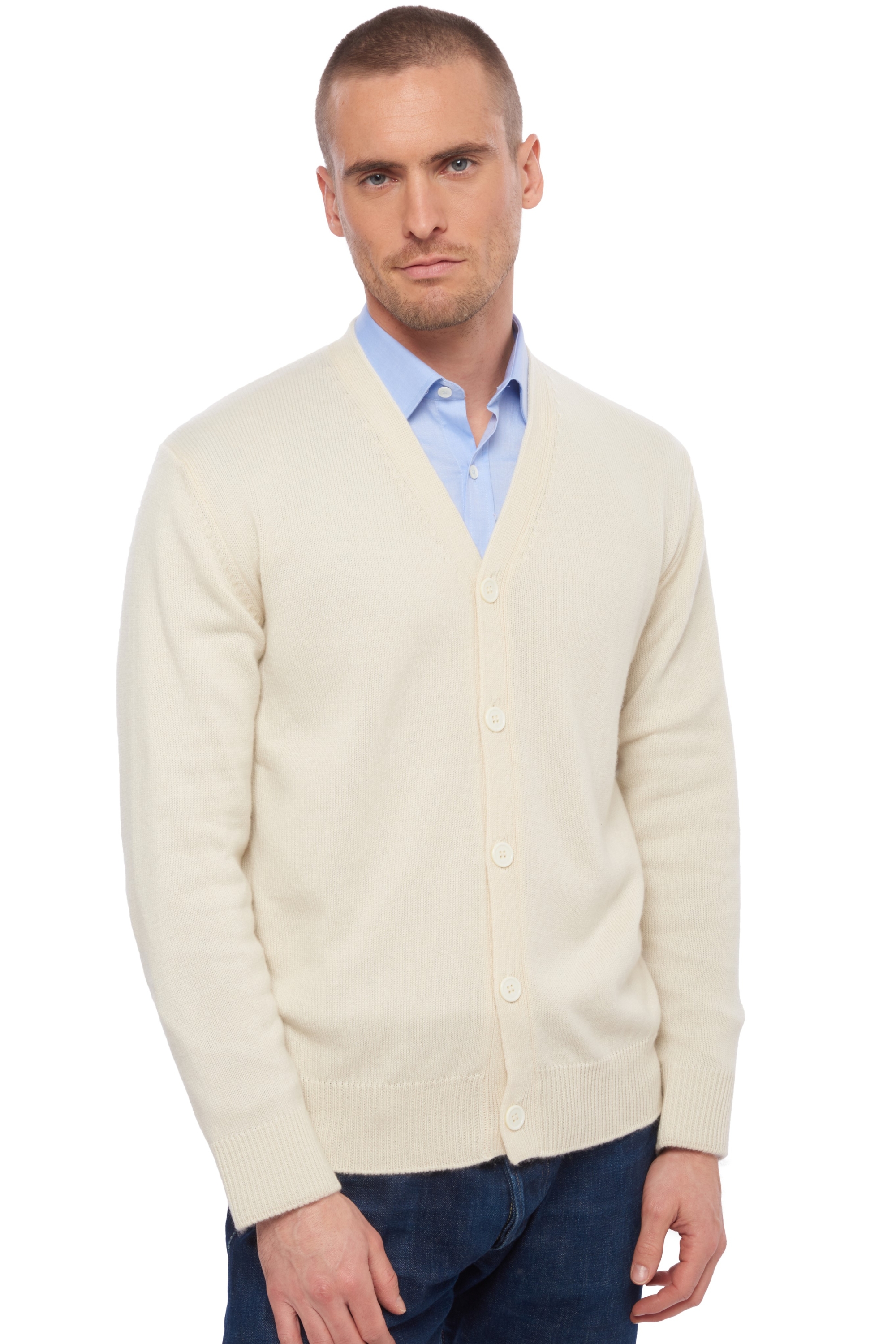 Cashmere uomo maglioni in filato grosso leon ecru l