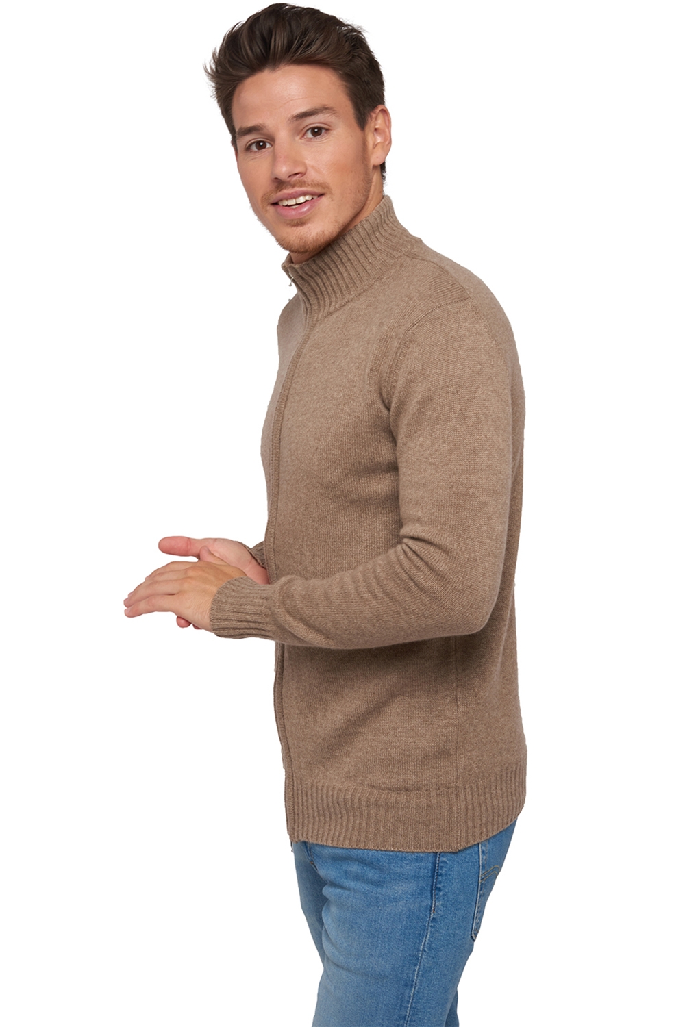 Cashmere uomo maglioni in filato grosso maxime natural brown natural beige 2xl