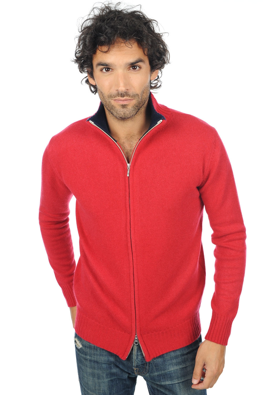 Cashmere uomo maglioni in filato grosso maxime rosso rubino blu notte xs