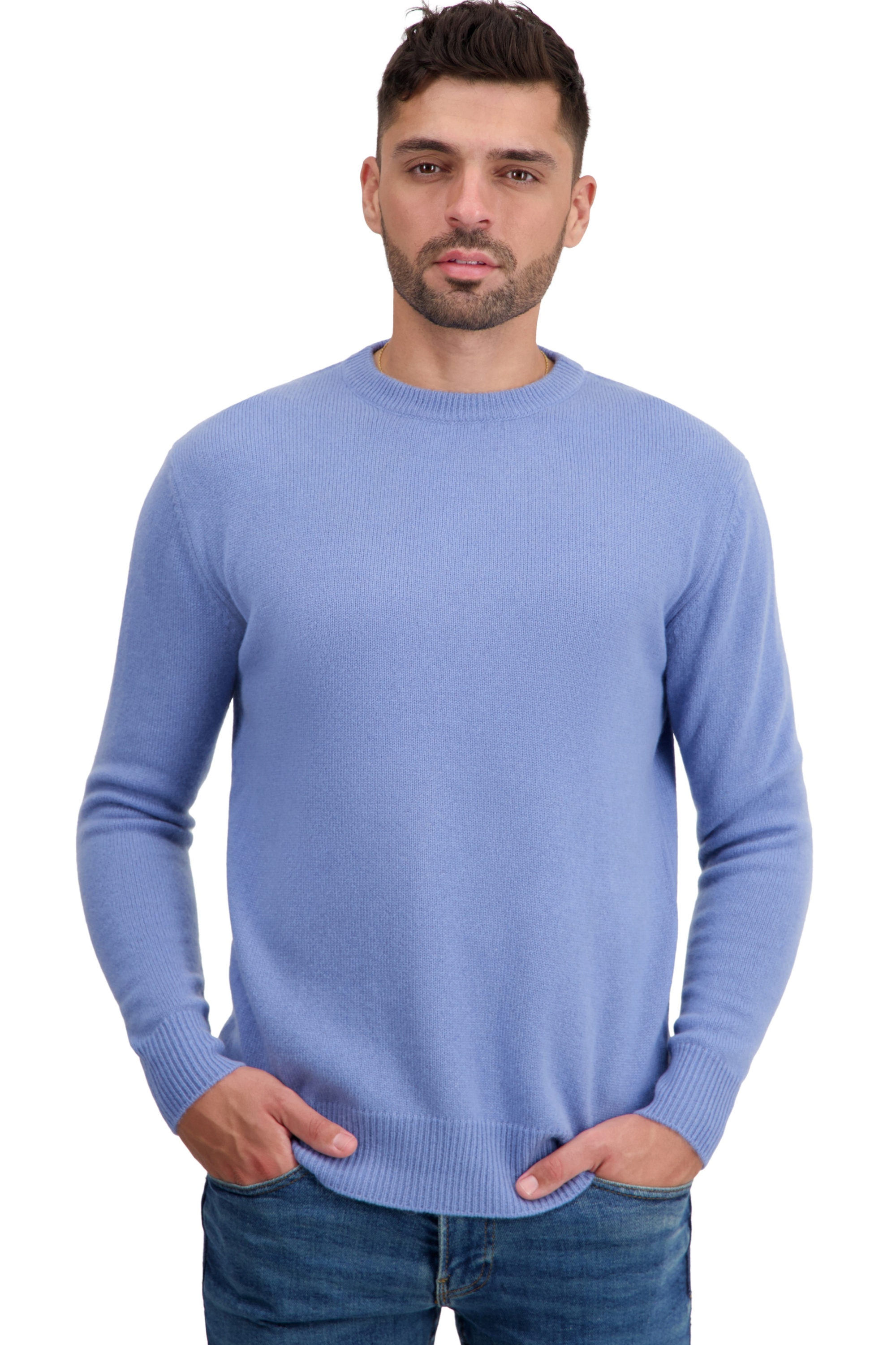 Cashmere uomo maglioni in filato grosso touraine first light blue l