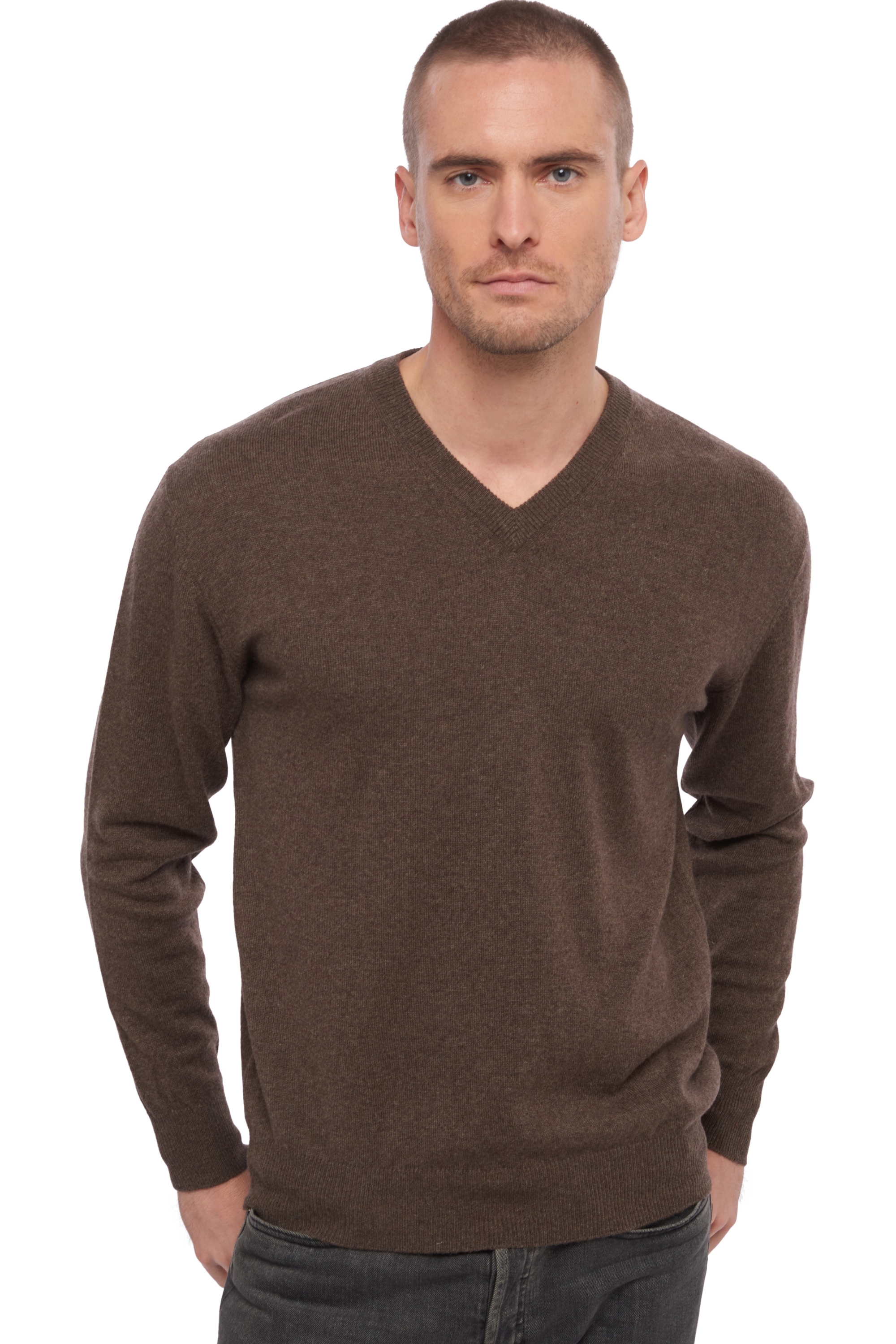 Cashmere uomo scollo a v hippolyte marrone chine 