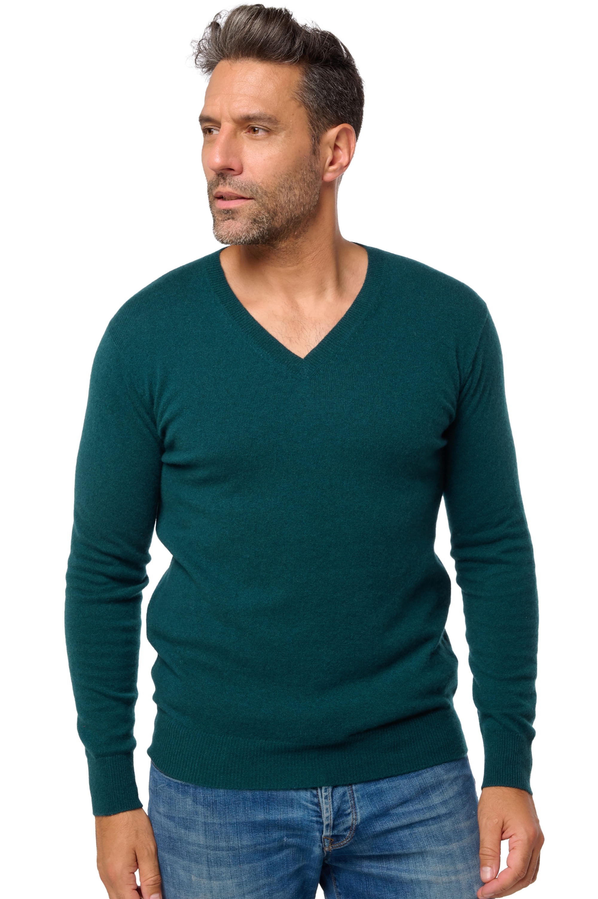 Cashmere uomo scollo a v tor first vert emeraude 2xl