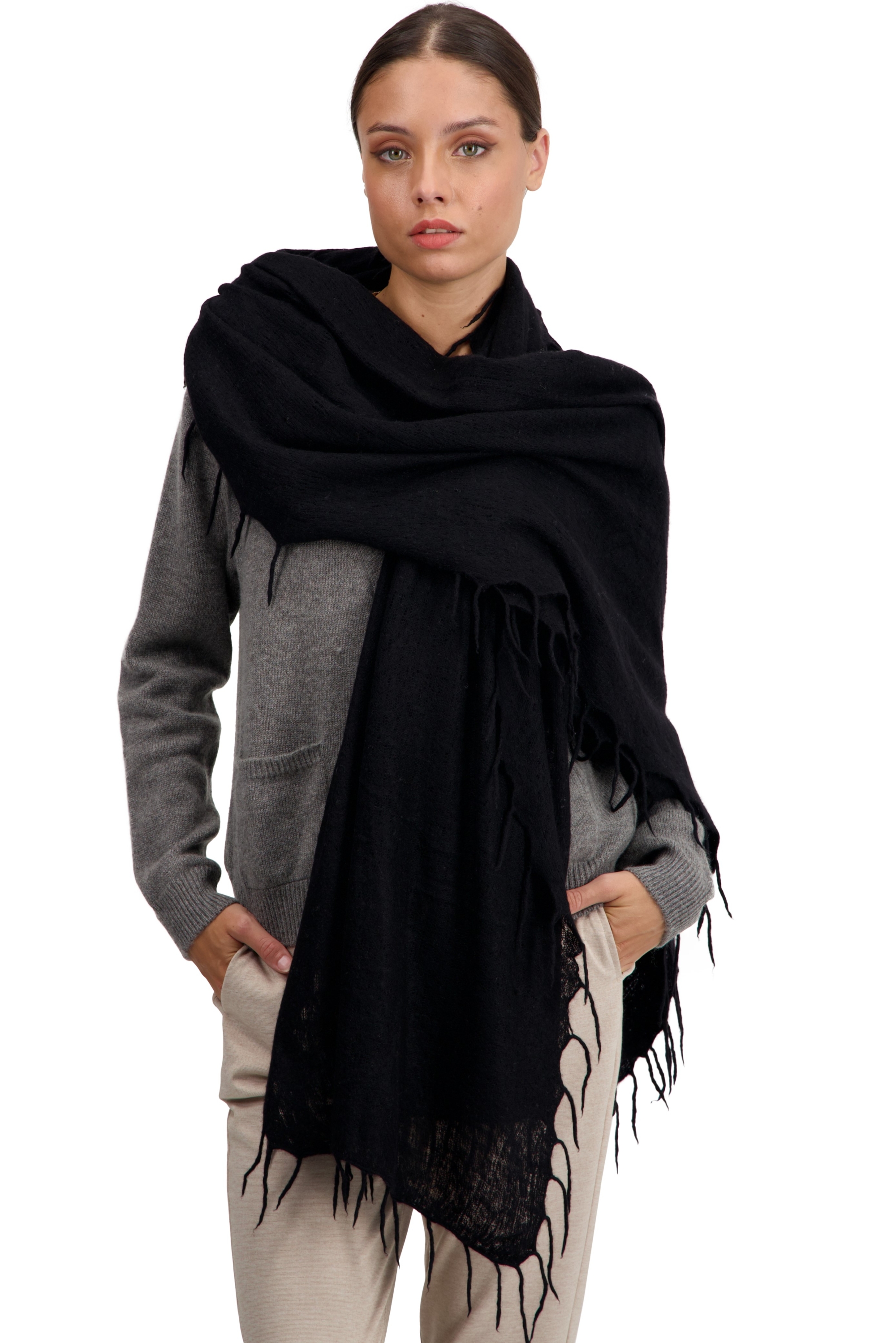 Cashmere uomo tresor nero 200 cm x 90 cm