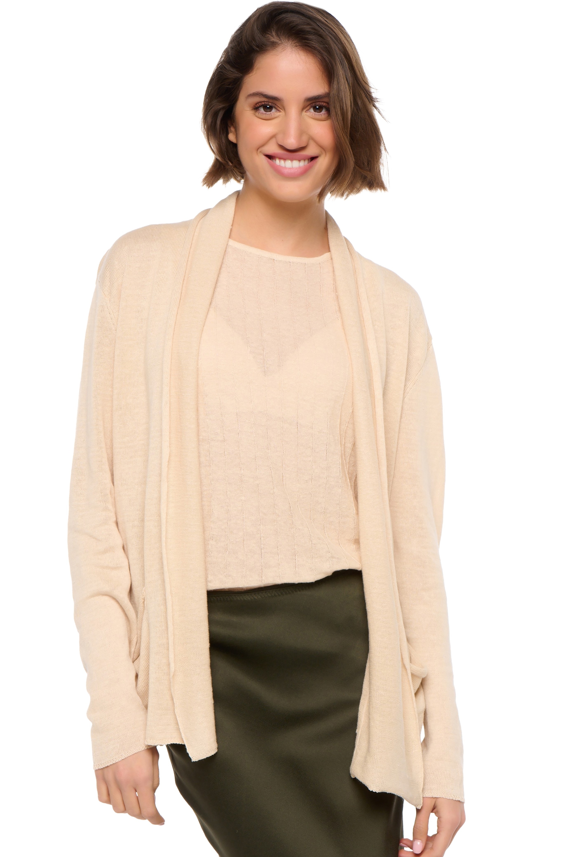 Lino cashmere donna cardigan sissi wheat s