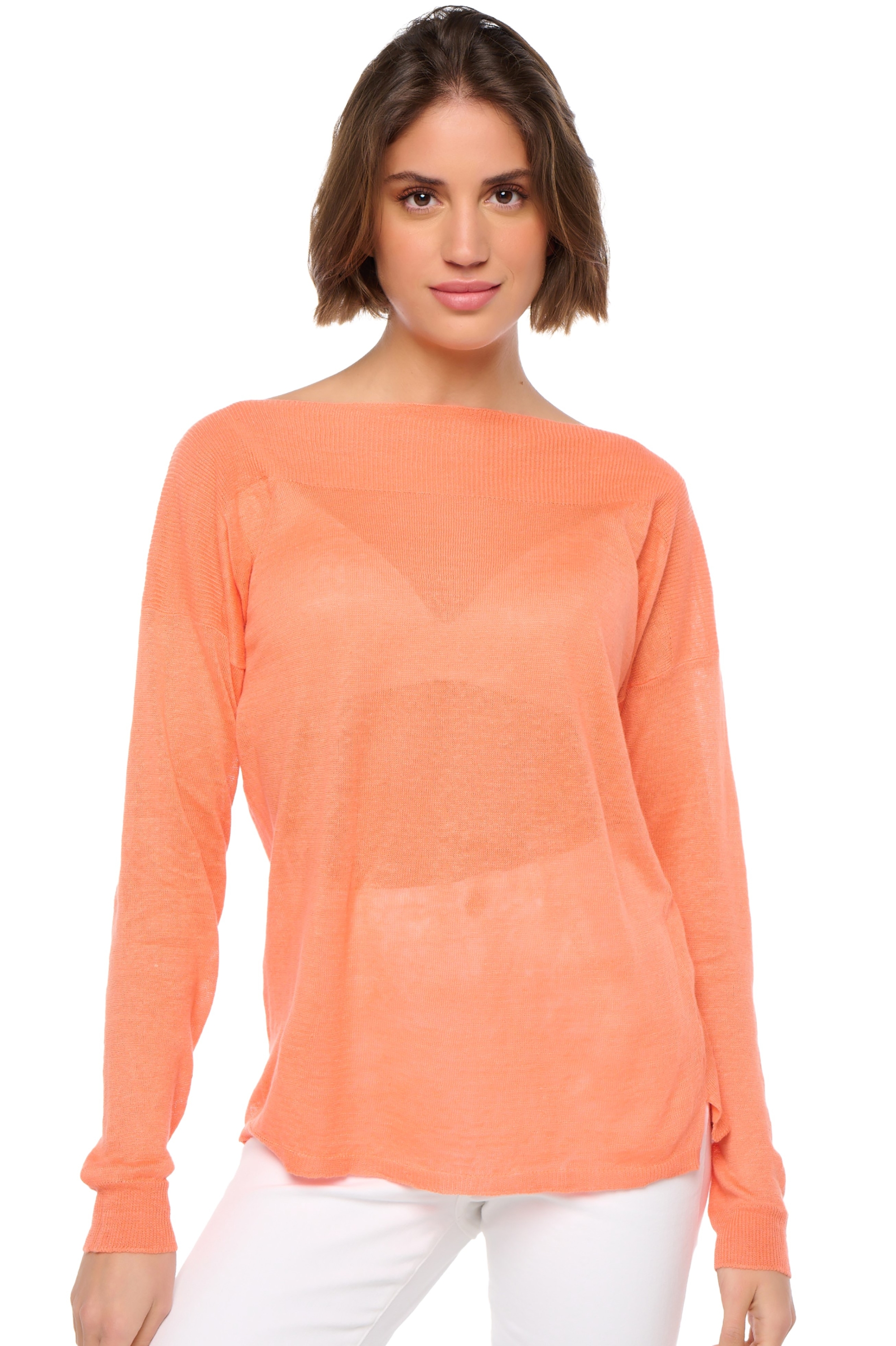 Lino cashmere donna girocollo sheila papaya s